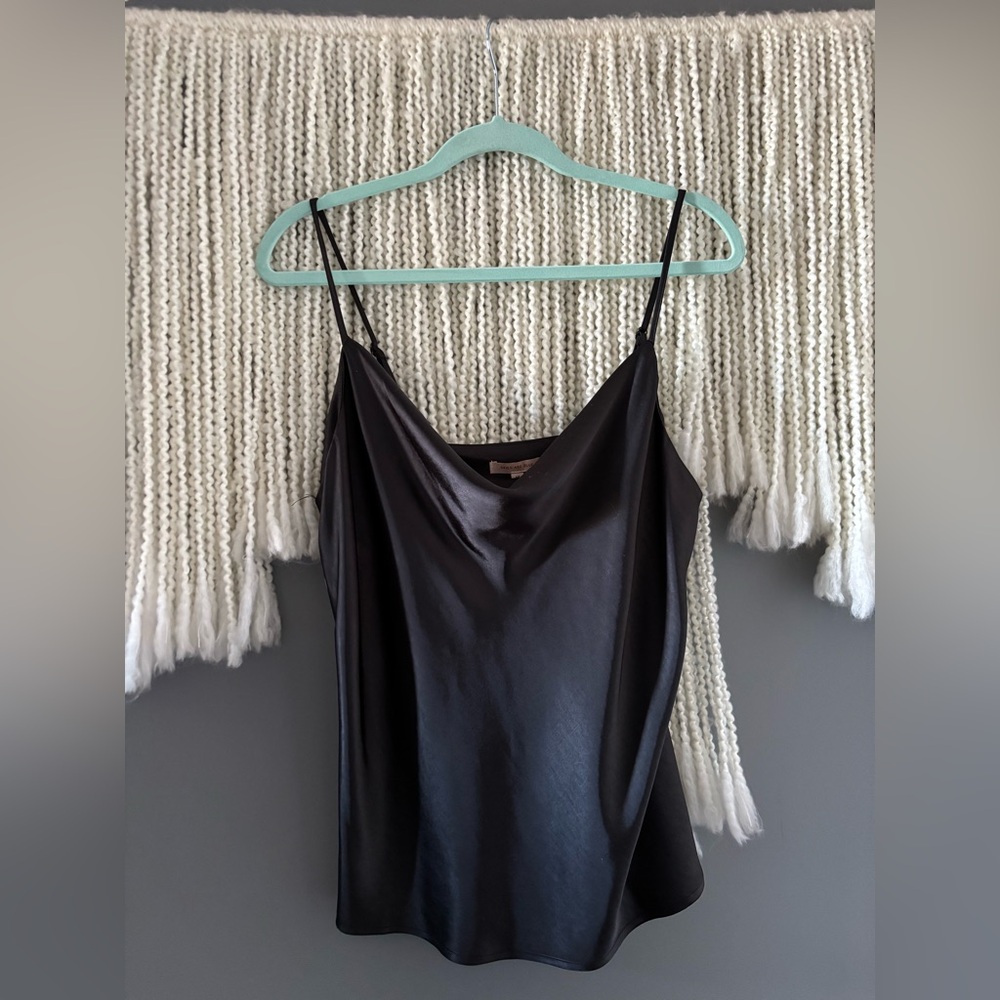 Skies Are Blue Satin Black Scoop neck Camisole